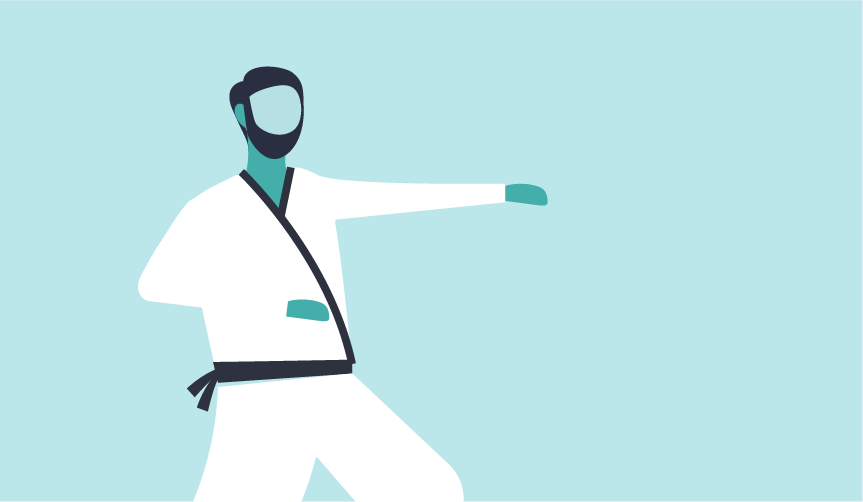 Illustration of a person exercising a karate kata