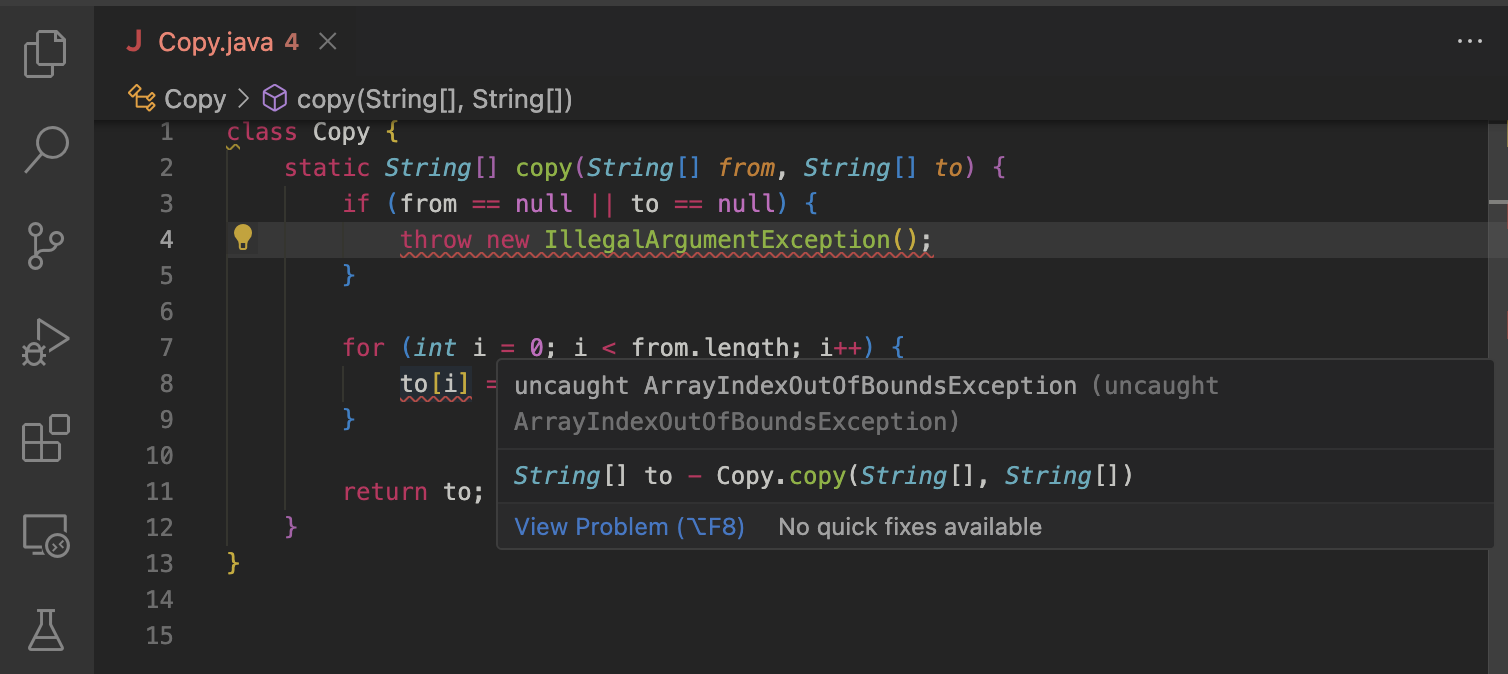 Symflower provides test-backed code diagnostics right in your editor, highlighting any runtime exceptions